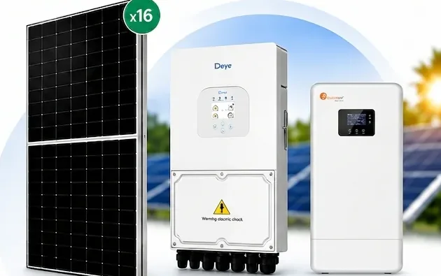 Paneles solares AIKO 610W, inversor híbrido DEYE 8 kW y batería Felicity 16 kWh